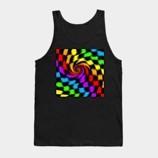 Trippy Rainbow Checkerboard Pattern Tank Top